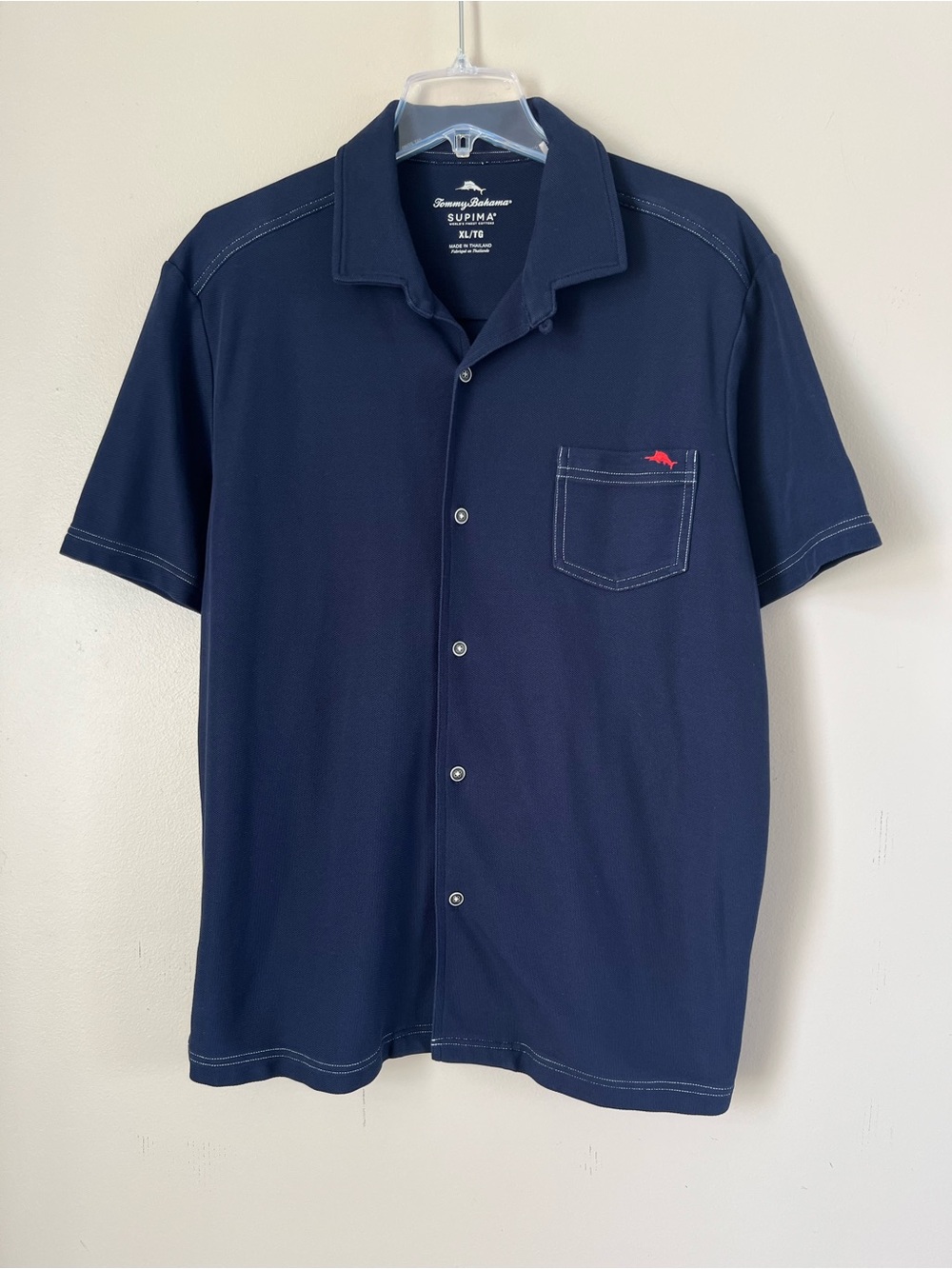 Tommy Bahama Supima Cotton Island Zone Navy Blue Short Sleeve Camp Shirt XL - Picture 2 of 13